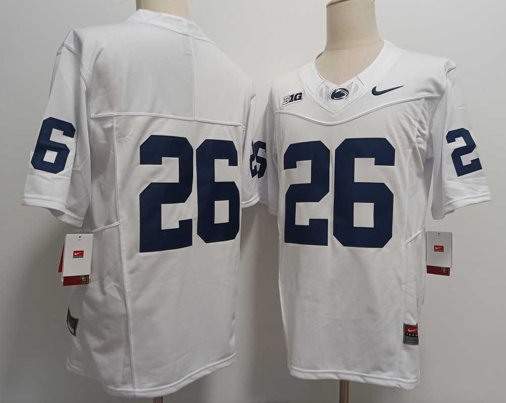 Mens Penn State Nittany Lions #26 Saquon Barkley Without Name White FUSE College Football Jersey